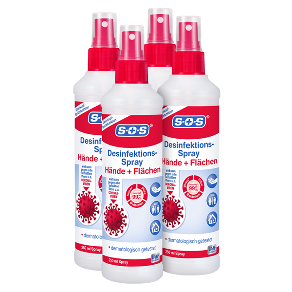 SOS Desinfektions-Spray 250 ml ▷ 4er Pack