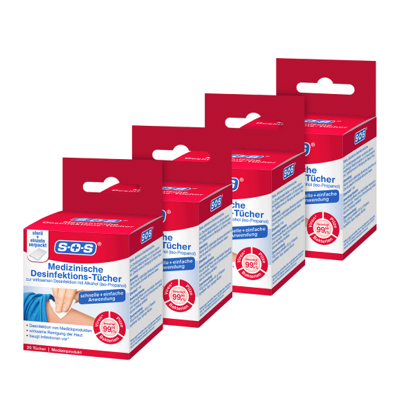 SOS Medizinische-Desinfektions-Tücher ▷ 4er Pack