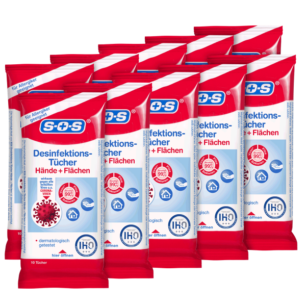 SOS Desinfektions-Tücher 10 Tücher ▷ 10er Pack