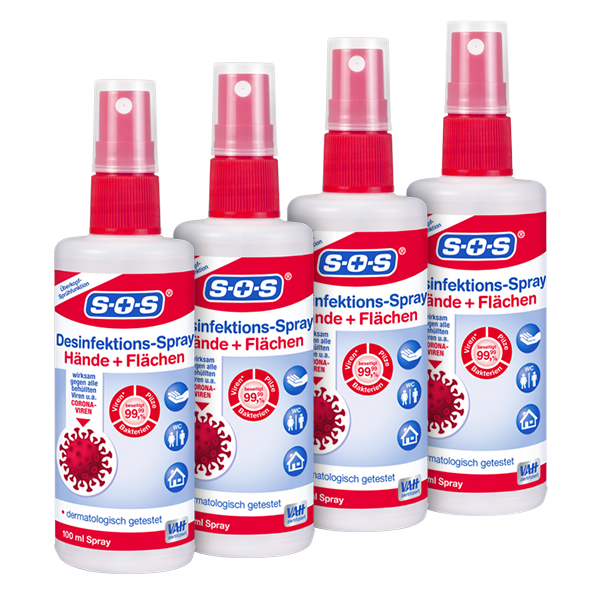 SOS Desinfektions-Spray 100 ml ▷ 4er Pack