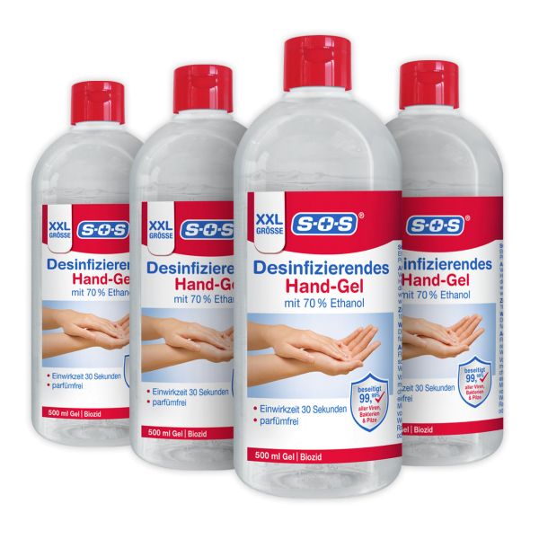 SOS Desinfizierendes Hand-Gel 500ml 4er Pack