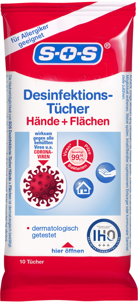 SOS Desinfektions-Tücher 10 Tücher