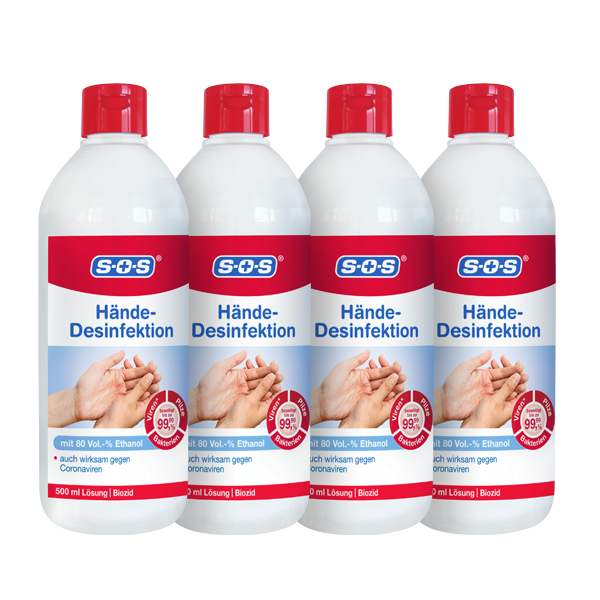 SOS Hände-Desinfektion 500 ml ▷ 4er Pack
