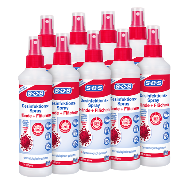 SOS Desinfektions-Spray 250 ml ▷ 9er Pack (Karton)