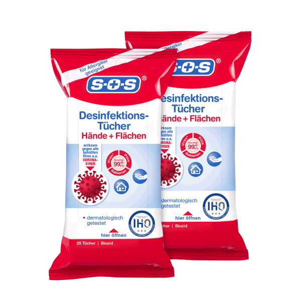 SOS Desinfektions-Tücher 25 Tücher ▷ 2er Pack